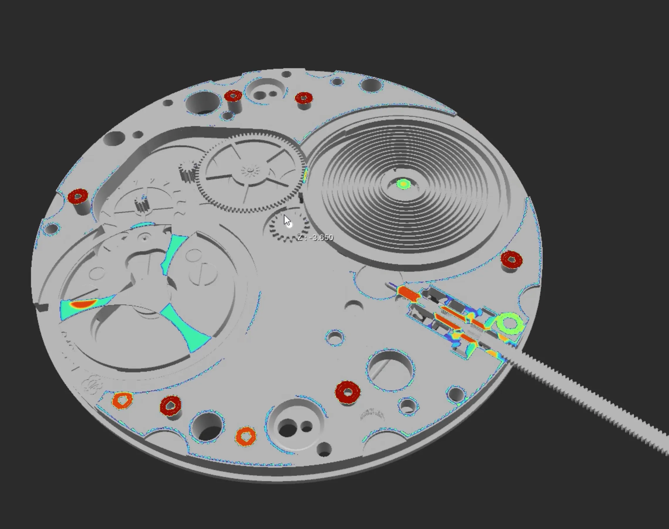 3D heat-map result showing interference risk concentration in StackUp 3D.