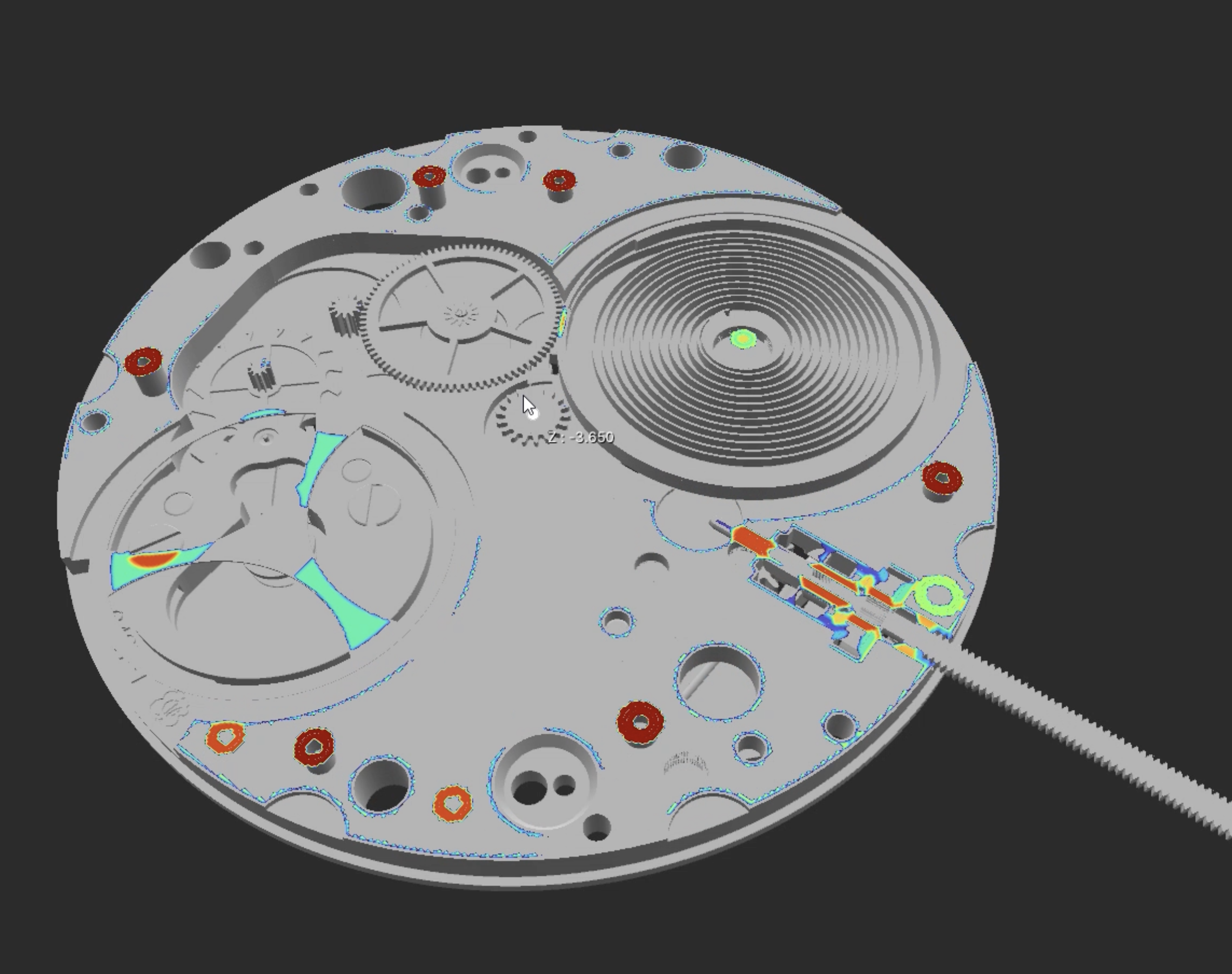 3D heat-map result showing interference risk concentration in StackUp 3D.